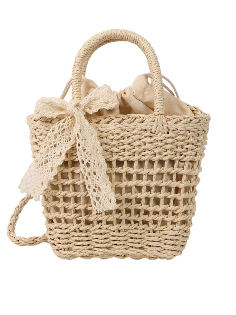 Vintage Boho Bogen Strohhand Tasche