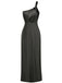 1940er Solide Satin Eine Schulter Kleid