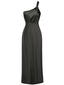 1940er Solide Satin Eine Schulter Kleid