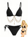 60er Bikini-Set mit Goldkette und gerippt