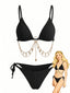 60er Bikini-Set mit Goldkette und gerippt
