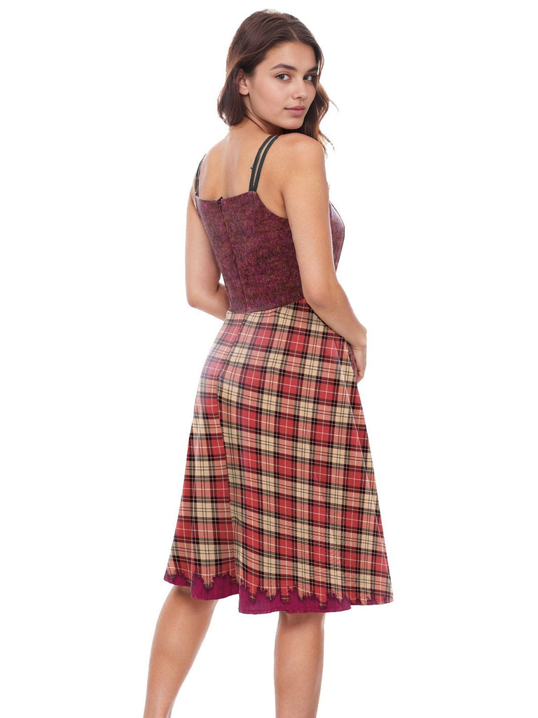 1950er Halloween Hocus Pocus Kostüm Plaid Doppelträger Kleid