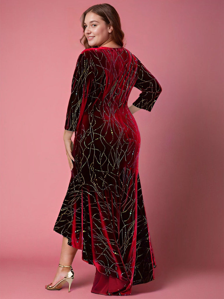 [Übergröße] 1930er Funkeln Samt Meerjungfrauenkleid