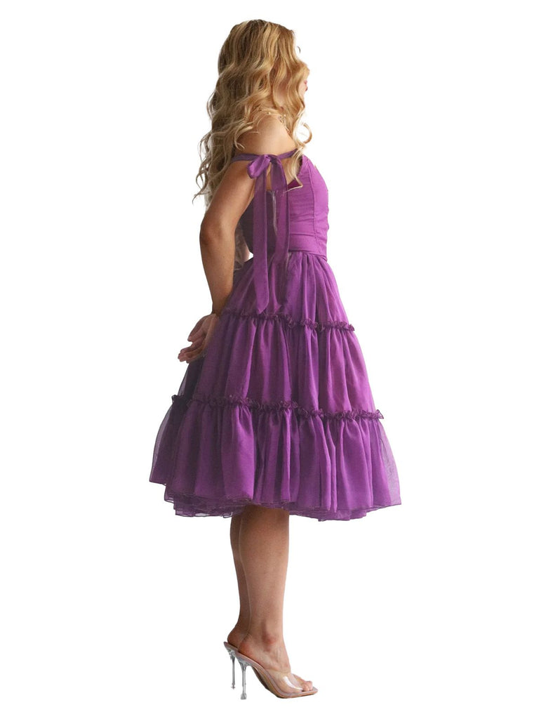 1950er Solide Mehrschichtige Rüschen Tüll Kleid