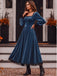 70er Samtkleid mit eckigem Ausschnitt, Spitzenbesatz und Langarm