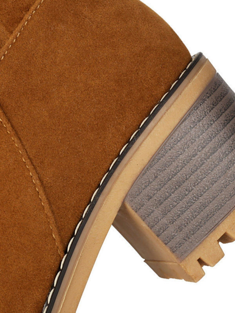 Wildleder Schnalle Kunstpelz Kniehohe Stiefel