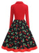 Rot 1950er Kirsche Langarm Swing Kleid
