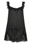 Schwarz 1950er Bogen Spitze Besatz Netz Babydoll Nachthemd