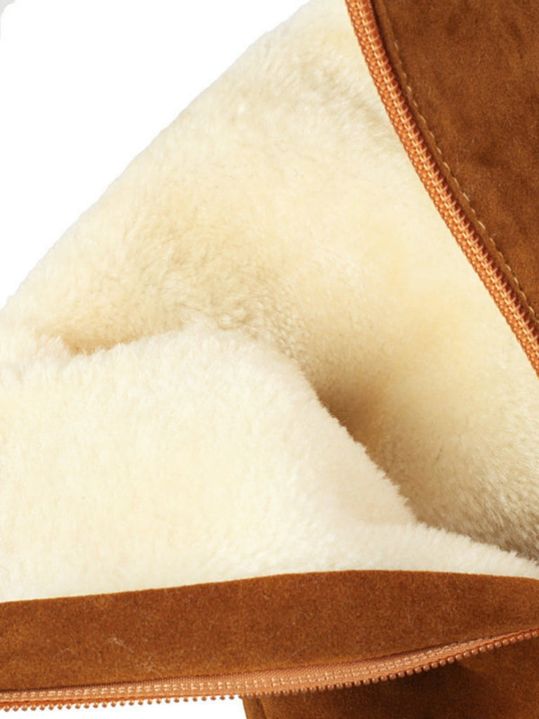 Wildleder Schnalle Kunstpelz Kniehohe Stiefel