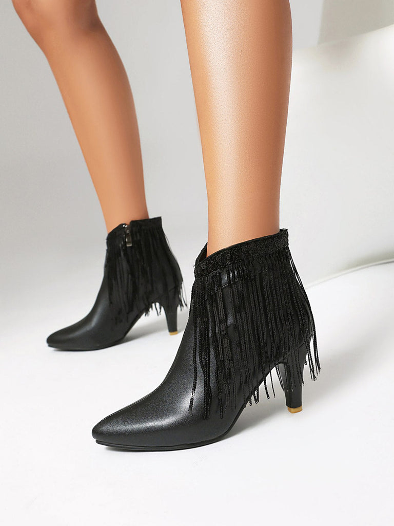 Metallisch Quaste Spitzer Spitze Stiletto Chelsea Stiefel