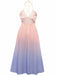 40er Kleid mit Ombre, Neckholder und V-Ausschnitt in Mehrfarbig