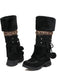 Vintage Kunstpelz Bommel Winter Schnee Stiefel