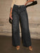 1960er Hohe Taille Weites Bein Patch Tasche Jeans