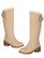 Khaki Wildleder Schnalle Kunstpelz Kniehohe Stiefel