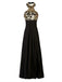 Gold 1930er Pailletten Patchwork Halter Rückenfrei Abend Kleid