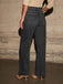 1960er Hohe Taille Weites Bein Patch Tasche Jeans