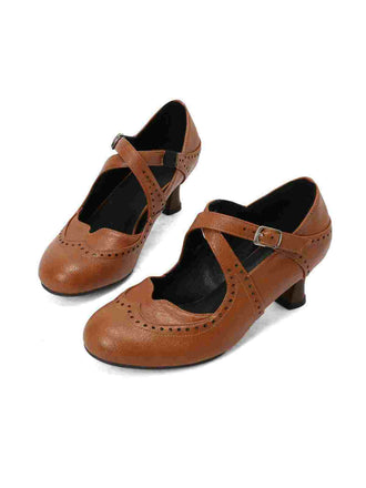 Kreuz-Träger Perforiert Mary Jane Heels