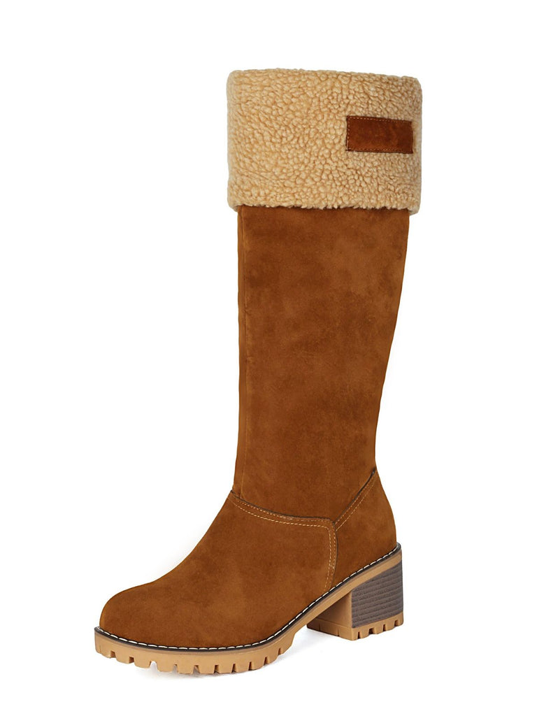Winter Faux Wildleder Blockabsatz Schneestiefel