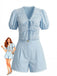 50er Baumwoll-Top & Shorts mit Puffärmel und Vorderbindung
