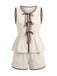 Beige 50er Shorts mit Vorderbindung und Weste