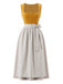 Gelbes 50er Kleid mit Eckiger Ausschnitt und Spitze