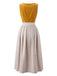 Gelbes 50er Kleid mit Eckiger Ausschnitt und Spitze