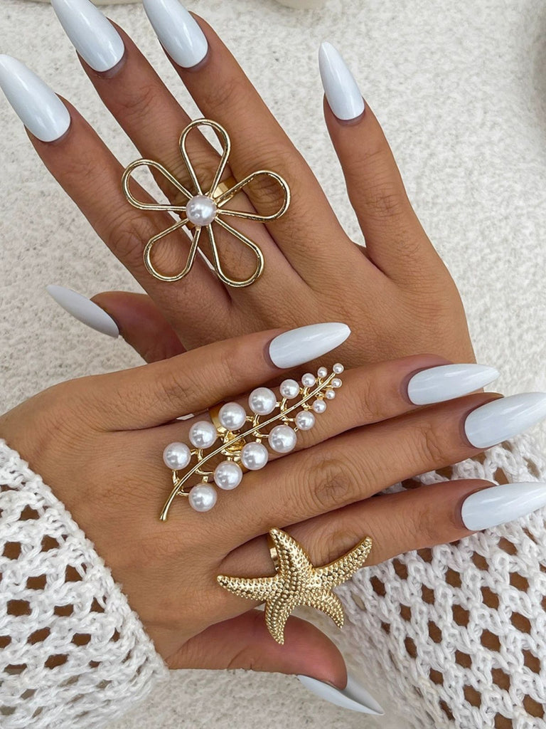 Seestern Blumen Perle Ring