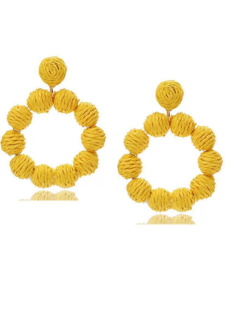 Bohemien Raffia-Creolen Statement-Ohrringe