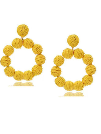 Bohemien Raffia-Creolen Statement-Ohrringe