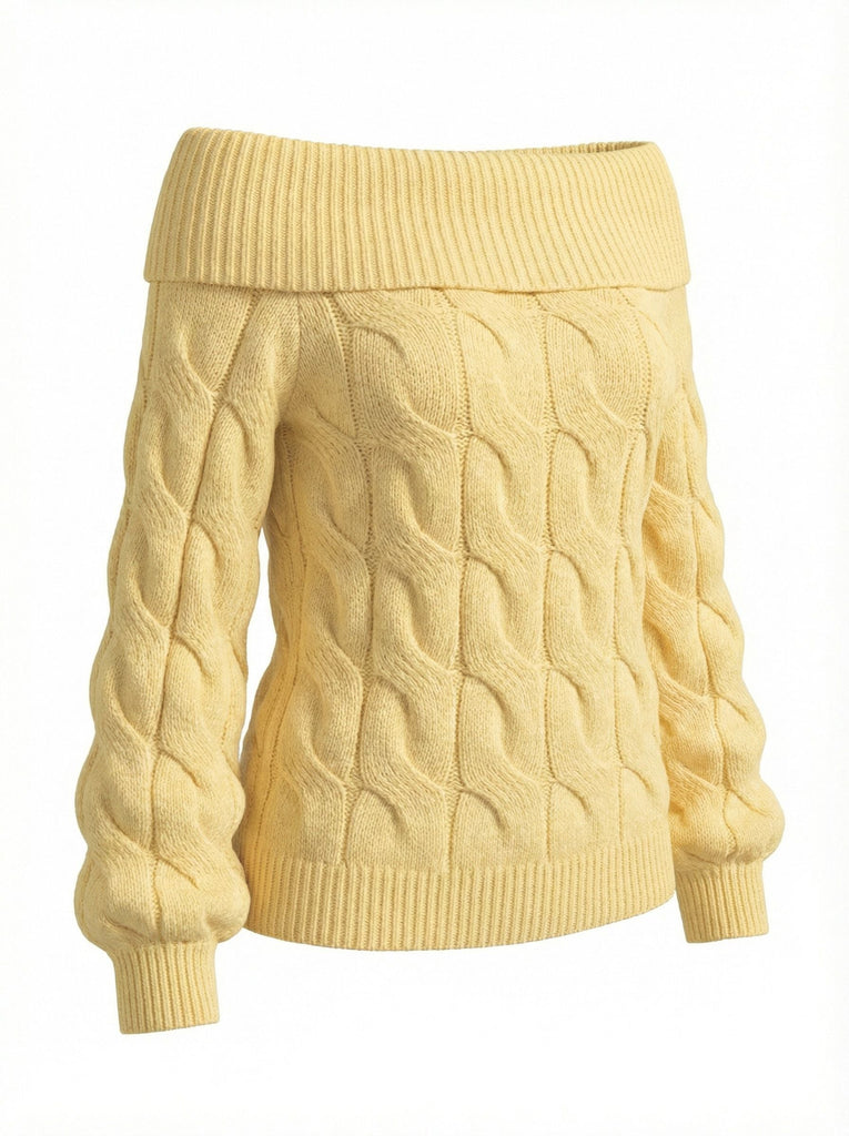 2000er Y2K Solide Schulterfrei Pullover