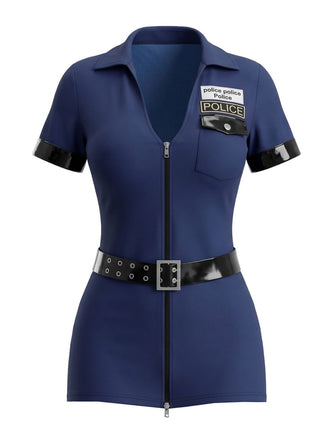 Marineblaues 80er Halloween Polizeikostüm mit Romper