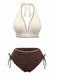 50er Bikini-Set mit Neckholder, hoher Taille und geripp
