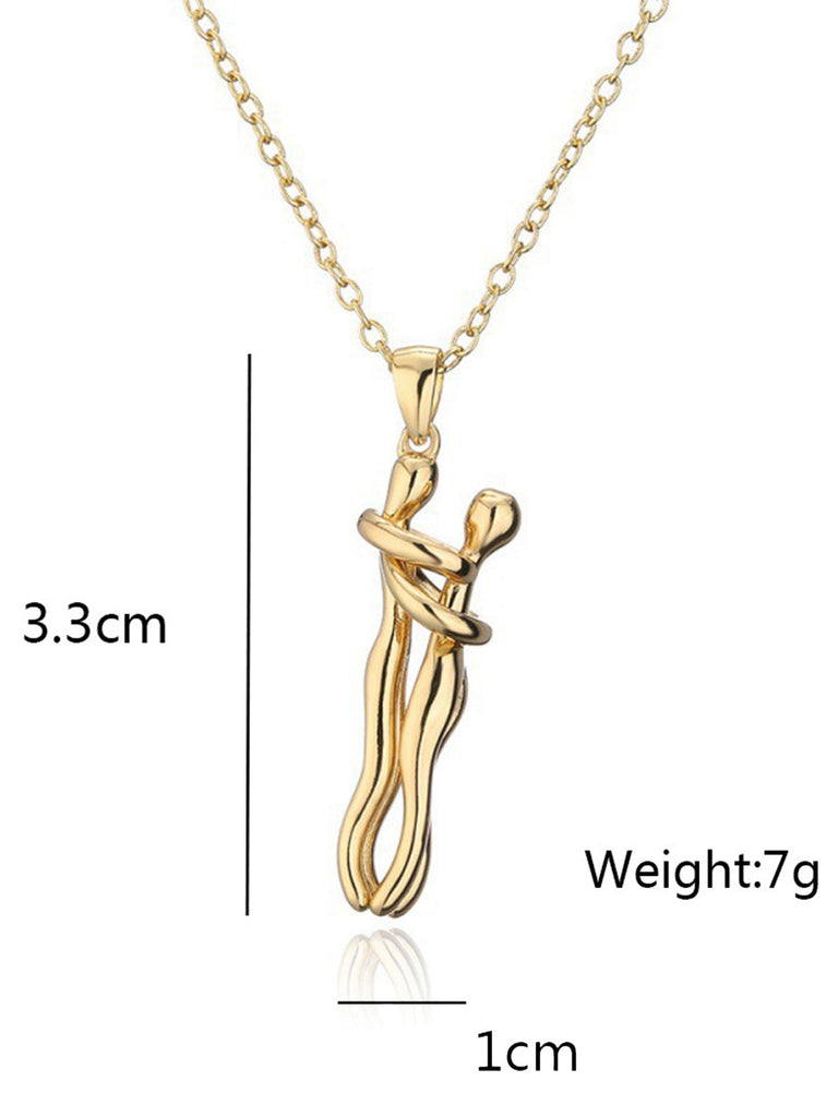 Vintage Gold Metallisch Paarumarmung Anhänger Halskette