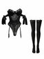 1980er Solide Schleife Bodysuit Pajama Mit Strümpfe