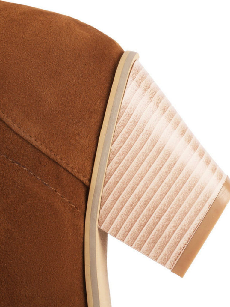 Wildleder Knee Schnürung Blockabsatz Stiefel