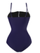 Dunkelblau 1940er Tasten Spaghetti Träger Badeanzug