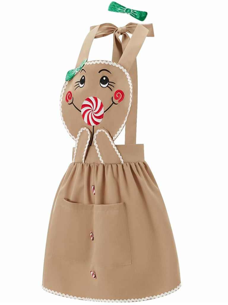 Braun 1940er Lebkuchenmann Lutscher Bogen Apron Kleid