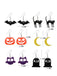 6 Paar Halloween Katze Fledermaus Kürbis Mond Eule Geist Ohrringe Set