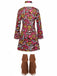 3PCS Braun 1970er Fransen Hippie Kostüm Set