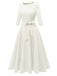 1940er Solide Passform Bogen 3/4 Ärmel Swing Kleid