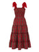 Rot 1940er Weihnachten Plaid Schnürung Kleid