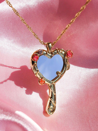 Vintage Legierung Spiegel Dekoration Halskette