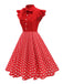 1950er Polka Punkte Bogen Swing Kleid