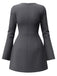 1960er Solide Langarm Faux Taschen Kleid