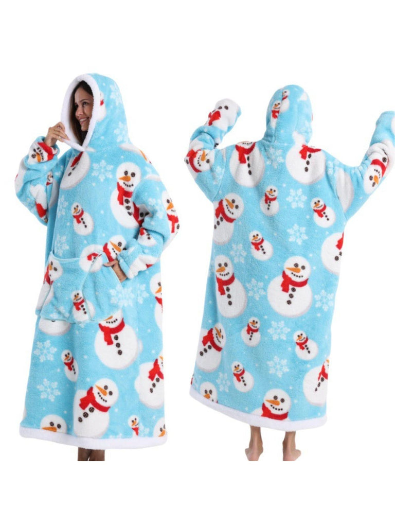 1970er Pumpkin Weihnachtsmanns Schneemann Decke Hoodie Lougewear