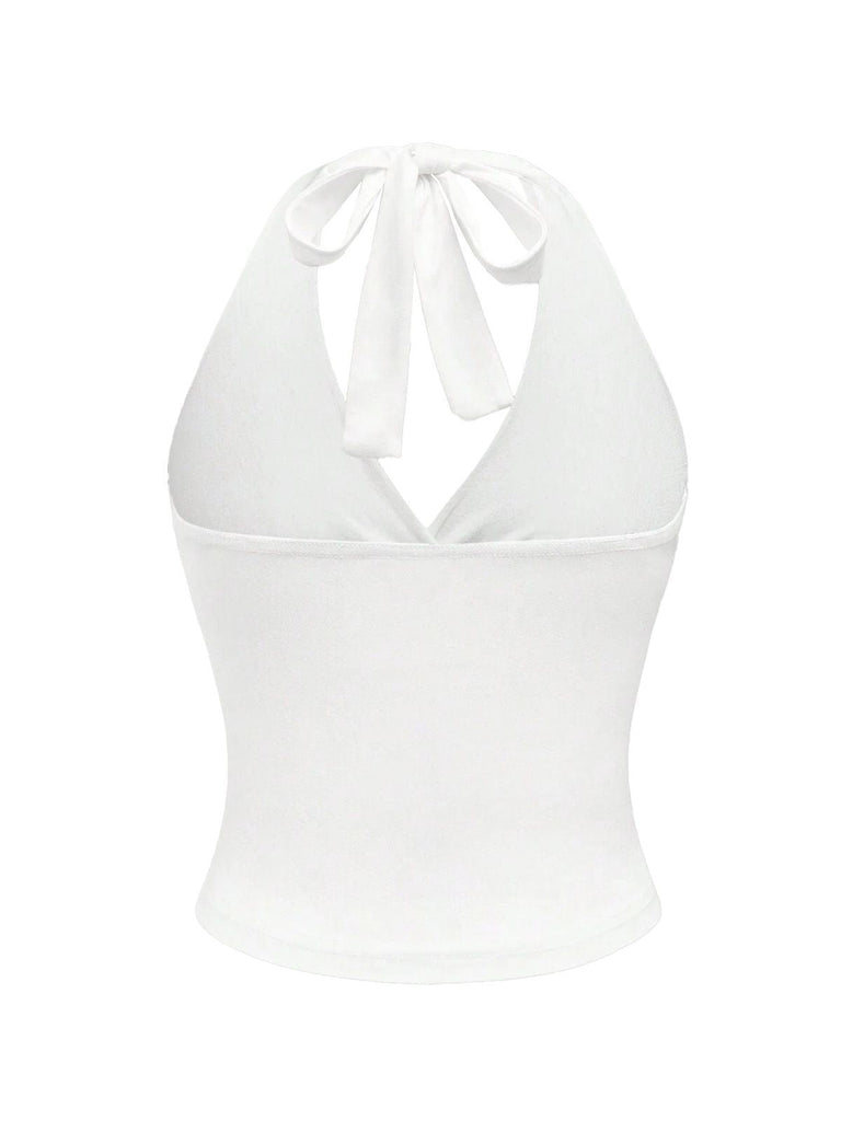 1980er Leopard Muster Halter Wickel Top