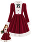 [Vorverkauf] Rotes & weißes 50er Weihnachts-Samtkleid mit Flauschbesatz und Schleife