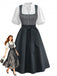 Grünes 50er 3PCS Kleid mit Polka-Dots und Schürze