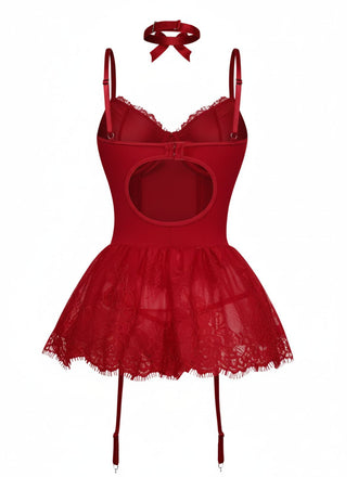 1960er Spitze Besetzt Korsett Bodysuit Set