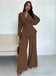 2PCS 1960er Solide Schnürung Blazer & Hose Set